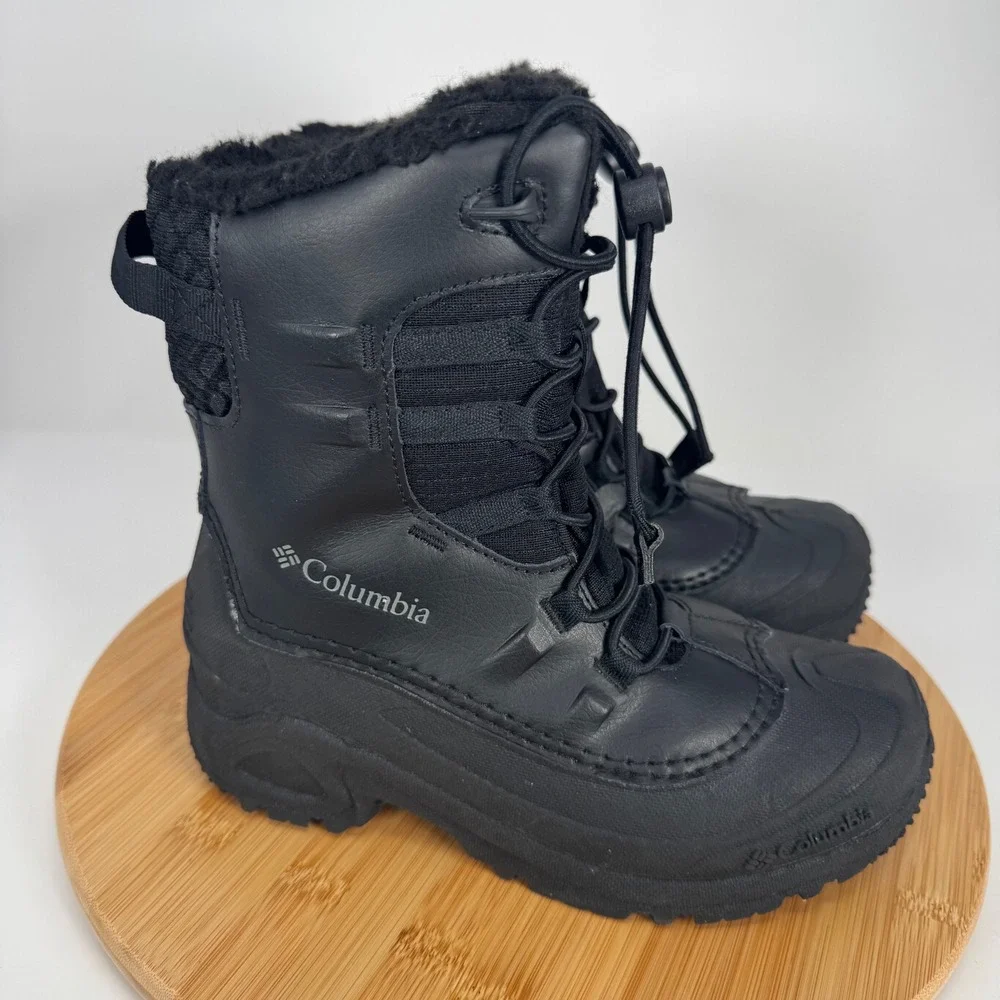 Columbia Kids Bugaboot Plus IV Omni-Heat Waterproof Winter Boots Black Kids Sz 4
